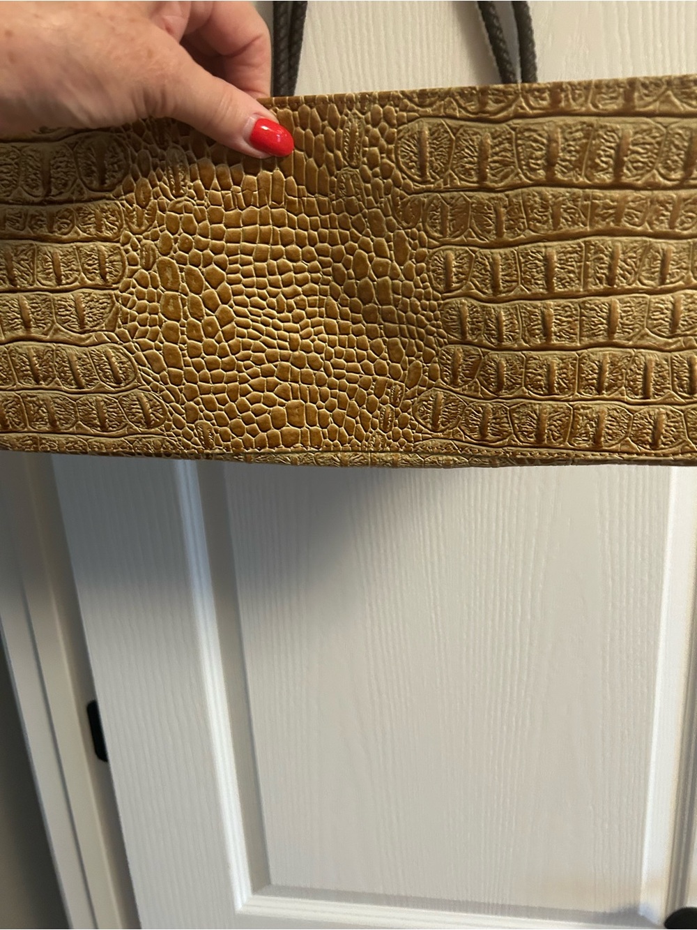 Big Buddha Croc-Embossed Tote in Mustard - Picture 3 of 7